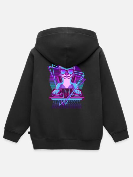 Vaporwave Wiesel DJ Pult Wiesel - Sweat Premium à capuche zippé enfant bio - noir