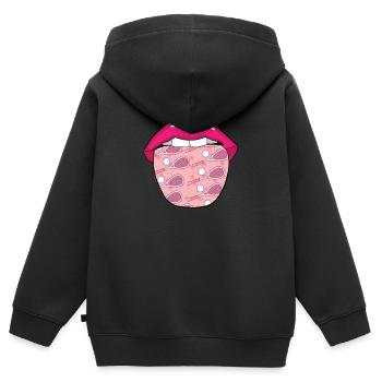 Squash Zunge - Kinder Premium Organic Zip Hoodie - Schwarz - Hinten - AI Model Kid Male (0cm)