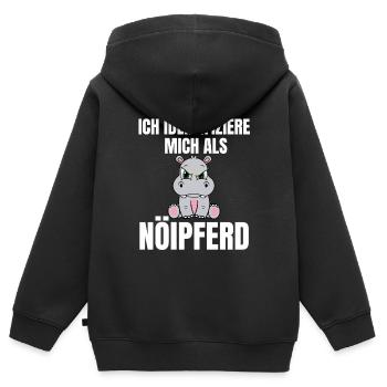 Gelangweiltes Nilpferd / Nölpferd / Keinen Bock - Kinder Premium Organic Zip Hoodie - Schwarz - Hinten - AI Model Kid Male (0cm)