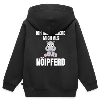 Gelangweiltes Nilpferd / Nölpferd / Keinen Bock - Kinder Premium Organic Zip Hoodie - Schwarz - Hinten - AI Model Kid Male (0cm)