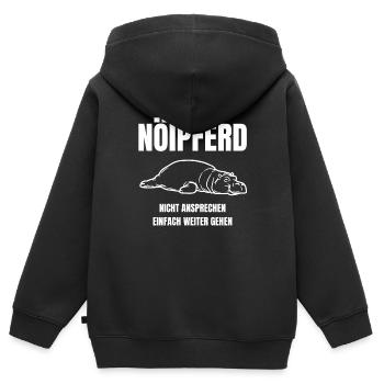 Gelangweiltes Nilpferd / Nölpferd / Keinen Bock - Kinder Premium Organic Zip Hoodie - Schwarz - Hinten - AI Model Kid Male (0cm)