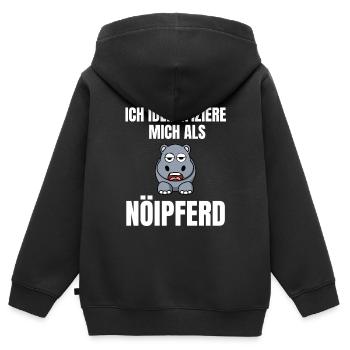 Gelangweiltes Nilpferd / Nölpferd / Keinen Bock - Kinder Premium Organic Zip Hoodie - Schwarz - Hinten - AI Model Kid Male (0cm)