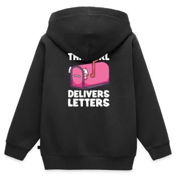 Commis des postes Postlady Postman Post Office - Sweat Premium à capuche zippé enfant bio - noir - Dos - AI Model Kid Male (0cm)