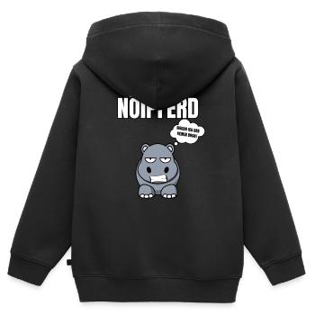 Gelangweiltes Nilpferd / Nölpferd / Keinen Bock - Kinder Premium Organic Zip Hoodie - Schwarz - Hinten - AI Model Kid Male (0cm)