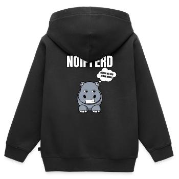 Gelangweiltes Nilpferd / Nölpferd / Keinen Bock - Kinder Premium Organic Zip Hoodie - Schwarz - Hinten - AI Model Kid Male (0cm)