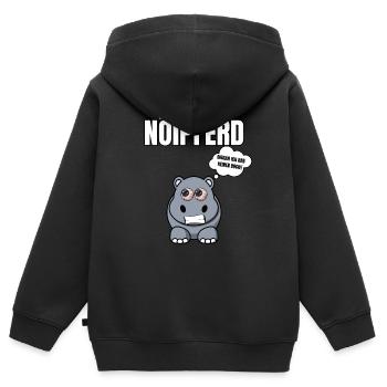 Gelangweiltes Nilpferd / Nölpferd / Keinen Bock - Kinder Premium Organic Zip Hoodie - Schwarz - Hinten - AI Model Kid Male (0cm)