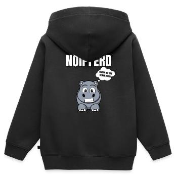 Gelangweiltes Nilpferd / Nölpferd / Keinen Bock - Kinder Premium Organic Zip Hoodie - Schwarz - Hinten - AI Model Kid Male (0cm)