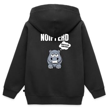 Gelangweiltes Nilpferd / Nölpferd / Keinen Bock - Kinder Premium Organic Zip Hoodie - Schwarz - Hinten - AI Model Kid Male (0cm)