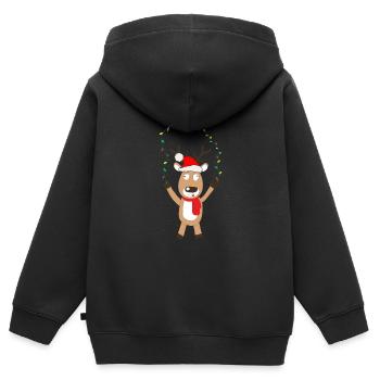 Funny Christmas Reindeer - Kinder Premium Organic Zip Hoodie - Schwarz - Hinten - AI Model Kid Male (0cm)