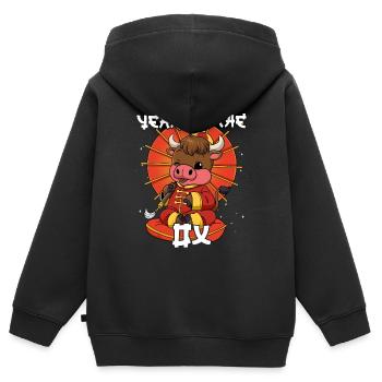 Jahr Des Ochsen Mondneujahrsfest Chinesisches - Kinder Premium Organic Zip Hoodie - Schwarz - Hinten - AI Model Kid Male (0cm)