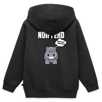 Gelangweiltes Nilpferd / Nölpferd / Keinen Bock - Kinder Premium Organic Zip Hoodie - Schwarz - Hinten - AI Model Kid Male (0cm)