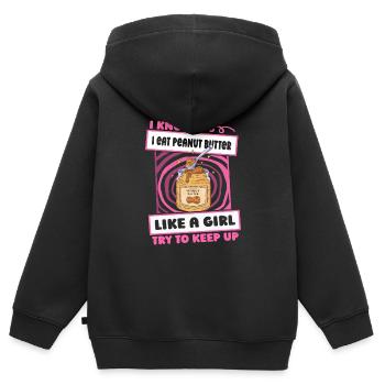 Fille au beurre de cacahuète - Sweat Premium à capuche zippé enfant bio - noir - Dos - AI Model Kid Male (0cm)