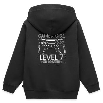 Gamer Girl Level 7 Unlocked Gaming Gamer Birthday - Kinder Premium Organic Zip Hoodie - Schwarz - Hinten - AI Model Kid Male (0cm)