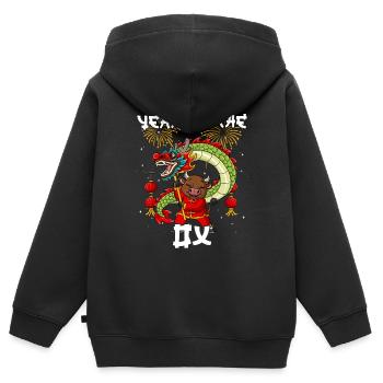Jahr Des Ochsen Mondneujahrsfest Chinesisches - Kinder Premium Organic Zip Hoodie - Schwarz - Hinten - AI Model Kid Male (0cm)
