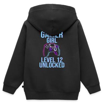Gamer Girl Level 12 Unlocked Gaming Birthday Gift - Kinder Premium Organic Zip Hoodie - Schwarz - Hinten - AI Model Kid Male (0cm)