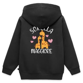 Sorella Maggiore Bambina Per Ragazze Giraffa - Kinder Premium Organic Zip Hoodie - Schwarz - Hinten - AI Model Kid Male (0cm)
