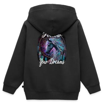 Follow Your Dreams für einen Esoteriker - Kinder Premium Organic Zip Hoodie - Schwarz - Hinten - AI Model Kid Male (0cm)