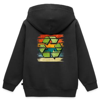 Recycling - Kinder Premium Organic Zip Hoodie - Schwarz - Hinten - AI Model Kid Male (0cm)