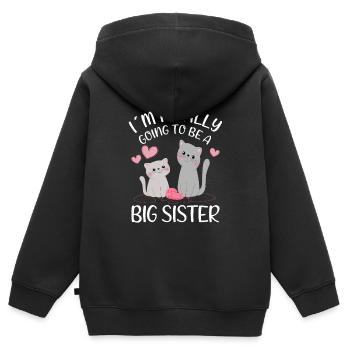 Je vais enfin être une grande sœur de chats - Sweat Premium à capuche zippé enfant bio - noir - Dos - AI Model Kid Male (0cm)