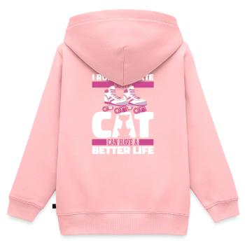 Rollschuhe Rollschuhlaufen Katze - Kinder Premium Organic Zip Hoodie - Rosa - Hinten - AI Model Kid Female (0cm)