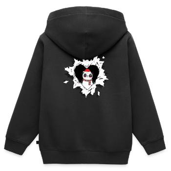 Panda mit Weihnachtsmütze schaut aus zerrissenem - Kinder Premium Organic Zip Hoodie - Schwarz - Hinten - AI Model Kid Male (0cm)