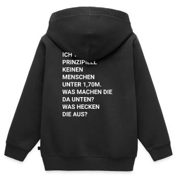 ich traue keinen Menschen unter 1.70 - Kinder Premium Organic Zip Hoodie - Schwarz - Hinten - AI Model Kid Male (0cm)