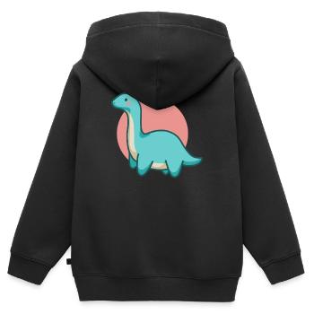 Süßer Dinosaurus mit langem Hals, Brontosaurus - Kinder Premium Organic Zip Hoodie - Schwarz - Hinten - AI Model Kid Male (0cm)