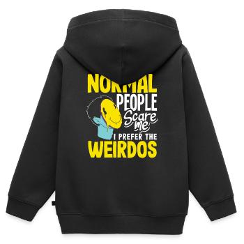 Normal people scare me. I prefer the weirdos - Kinder Premium Organic Zip Hoodie - Schwarz - Hinten - AI Model Kid Male (0cm)