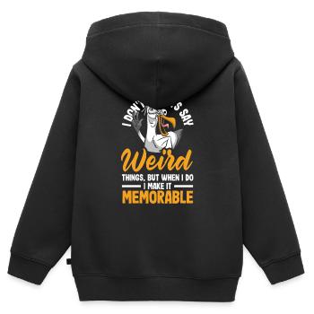 Je ne dis pas toujours des choses bizarres - Sweat Premium à capuche zippé enfant bio - noir - Dos - AI Model Kid Male (0cm)