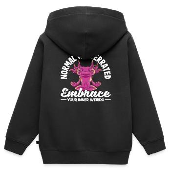 Normal est surestimé. Embrassez votre bizarrerie intérieure - Sweat Premium à capuche zippé enfant bio - noir - Dos - AI Model Kid Male (0cm)