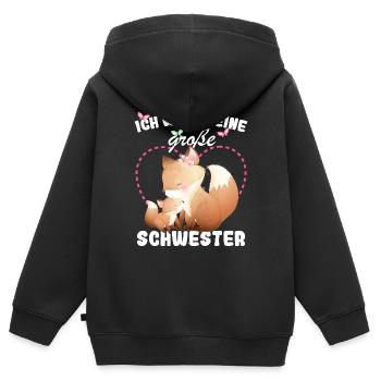 Ich Werde Eine Große Schwester 2025 - Kinder Premium Organic Zip Hoodie - Schwarz - Hinten - AI Model Kid Male (0cm)