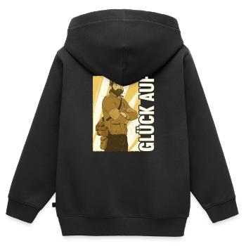Bergbau Sprüche Glück Auf Kohle Bergmann Geschenk - Kinder Premium Organic Zip Hoodie - Schwarz - Hinten - AI Model Kid Male (0cm)