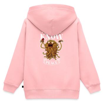 Athéisme athée Spaghetti volant - Sweat Premium à capuche zippé enfant bio - rose - Dos - AI Model Kid Female (0cm)