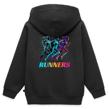Dynamische Läufer Lauf Wettkampf - Kinder Premium Organic Zip Hoodie - Schwarz - Hinten - AI Model Kid Male (0cm)