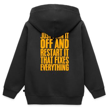 Just Turn It Off And Restart It - Kids Premium Organic Zip-up Hoodie - black - Back - AI Model Kid Male (0cm)