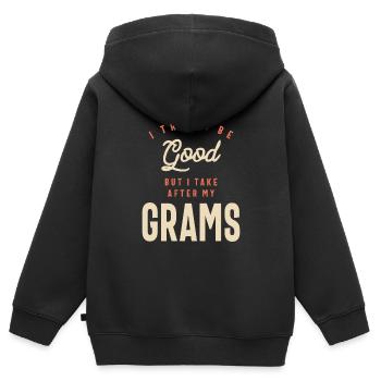 L’influence de grand-mère - Grams - Sweat Premium à capuche zippé enfant bio - noir - Dos - AI Model Kid Male (0cm)