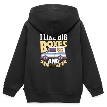 Commis des postes Postlady Postman Post Office - Sweat Premium à capuche zippé enfant bio - noir - Dos - AI Model Kid Male (0cm)