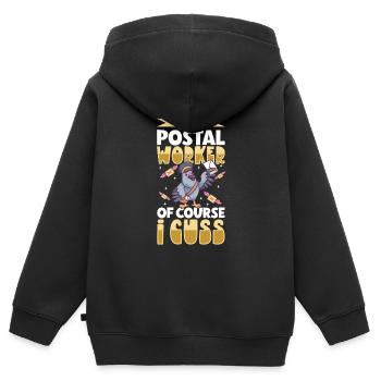 Commis des postes Postlady Postman Post Office - Sweat Premium à capuche zippé enfant bio - noir - Dos - AI Model Kid Male (0cm)