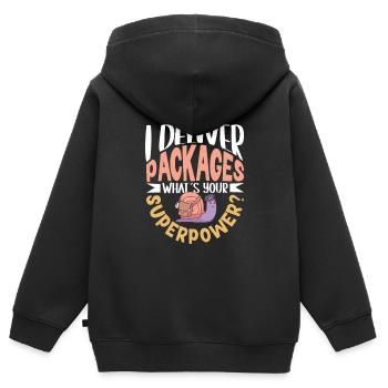 Commis des postes Postlady Postman Post Office - Sweat Premium à capuche zippé enfant bio - noir - Dos - AI Model Kid Male (0cm)