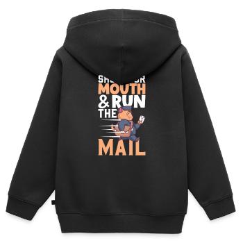 Commis des postes Postlady Postman Post Office - Sweat Premium à capuche zippé enfant bio - noir - Dos - AI Model Kid Male (0cm)