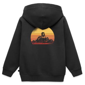 Faire du karting, karting, karting - Sweat Premium à capuche zippé enfant bio - noir - Dos - AI Model Kid Male (0cm)