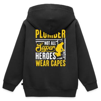 Plumber, Plumber, Mechanic - Kids Premium Organic Zip-up Hoodie - black - Back - AI Model Kid Male (0cm)