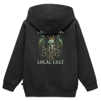 Join Your Local Cthulhu Cult, Cosmic Horror - Kids Premium Organic Zip-up Hoodie - black - Back - AI Model Kid Male (0cm)