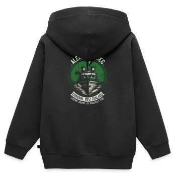 Cthulhu Ship Alert Cruises, Cosmic Horror Cthulhu - Kinder Premium Organic Zip Hoodie - Schwarz - Hinten - AI Model Kid Male (0cm)