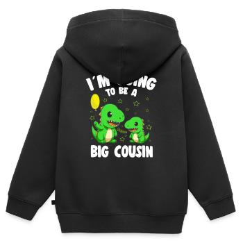 Annonce du bébé I’m Gonna Be A Big Cousin - Sweat Premium à capuche zippé enfant bio - noir - Dos - AI Model Kid Male (0cm)