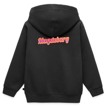 Magdeburgerin Magdeburger Magdebourg - Sweat Premium à capuche zippé enfant bio - noir - Dos - AI Model Kid Male (0cm)