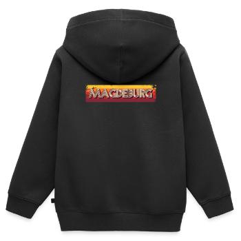 Magdeburgerin Magdeburger Magdebourg - Sweat Premium à capuche zippé enfant bio - noir - Dos - AI Model Kid Male (0cm)