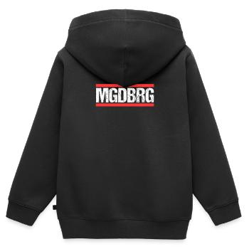 Magdeburgerin Magdeburger Magdeburg - Kinder Premium Organic Zip Hoodie - Schwarz - Hinten - AI Model Kid Male (0cm)