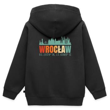 Pologne Wroclaw Skyline - Sweat Premium à capuche zippé enfant bio - noir - Dos - AI Model Kid Male (0cm)