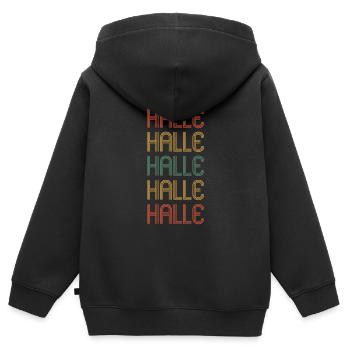 Hallenserin Hallenser Halle - Kinder Premium Organic Zip Hoodie - Schwarz - Hinten - AI Model Kid Male (0cm)